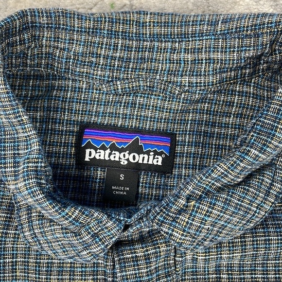 Patagonia Back Step Short Sleeve Button Front Shirt Blue Gray Plaid Checked Sz S - Picture 10 of 13